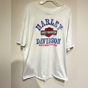 Vintage Harley Davidson Texas Graphic Print White T Shirt Size XXL